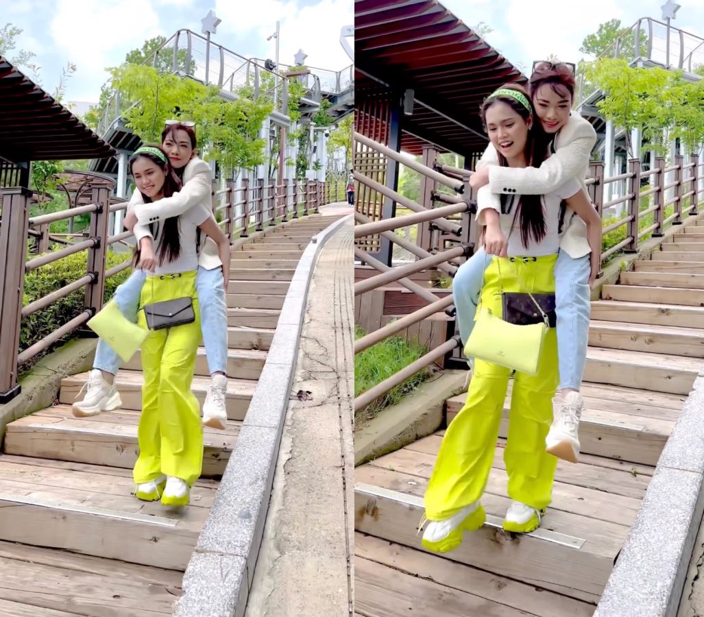 walau badan kecil, bella astillah selamba dukung ruhainies tanpa masalah, “power of mak-mak!”