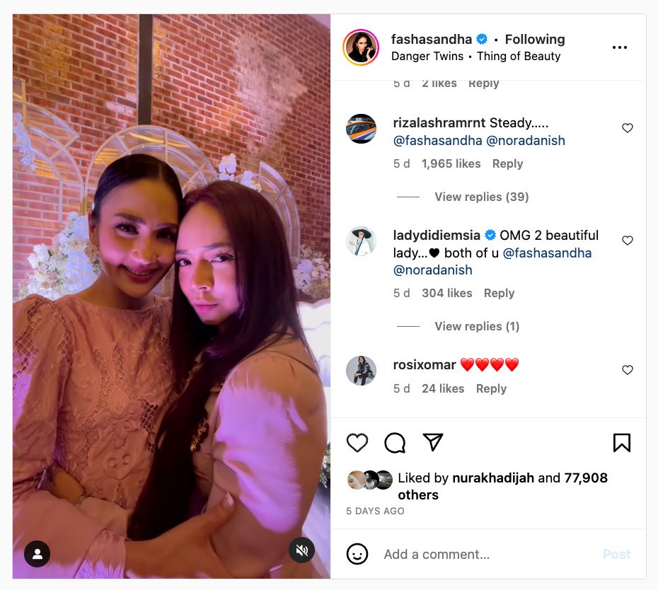 fasha sandha dan nora danish berpelukan, komen jejai pula curi tumpuan 