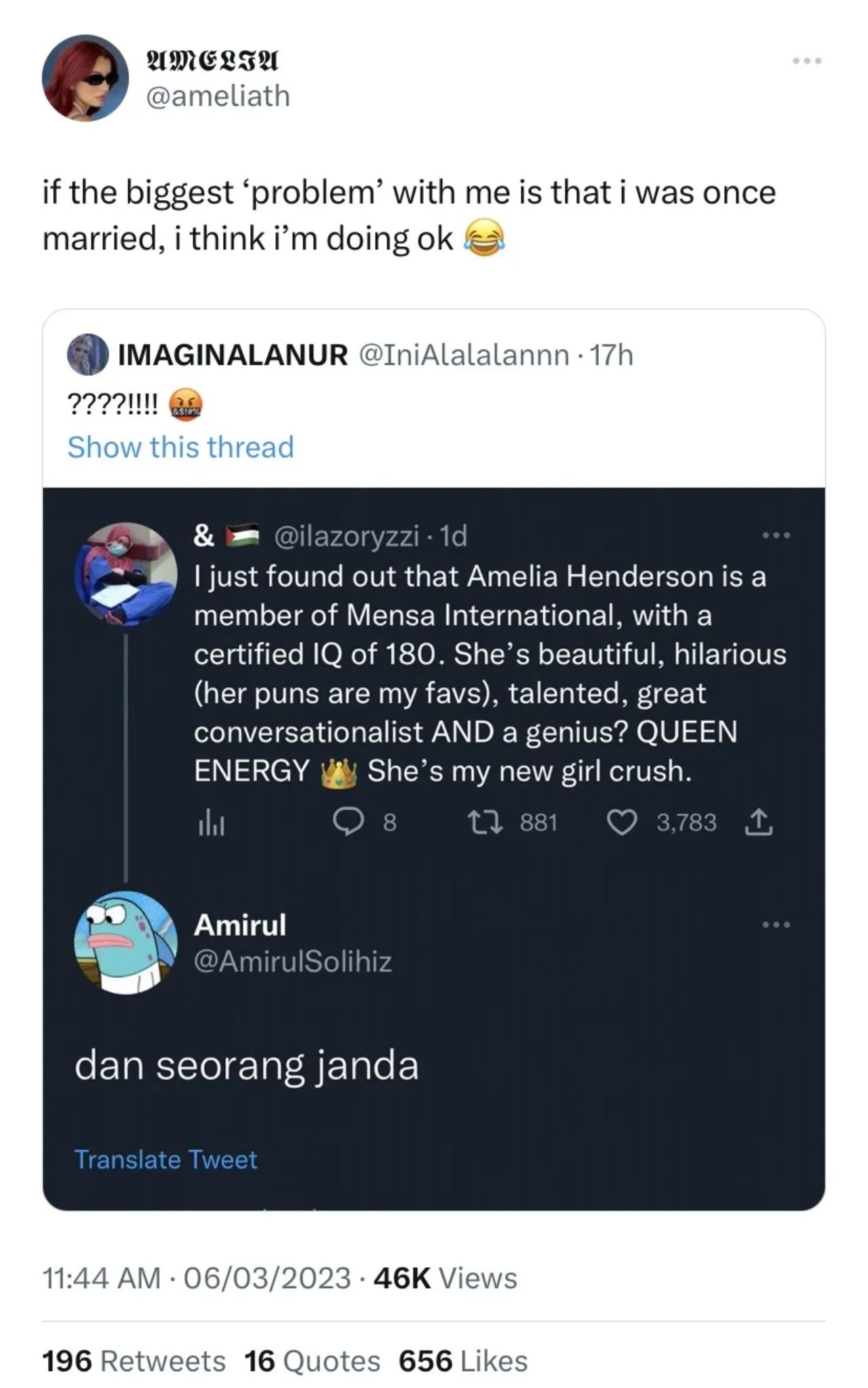 amelia henderson benci dilabel sebagai janda, “kahwin bukan pencapaian”