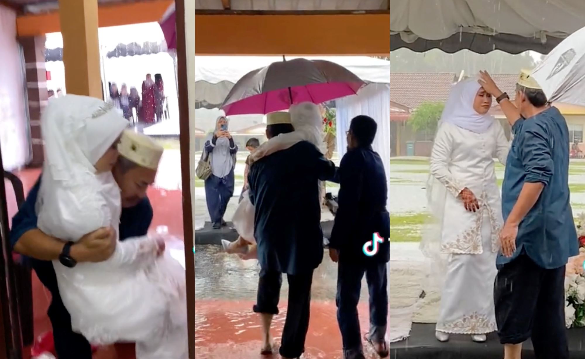 video of father carrying his daughter through floods in her wedding dress went viral, netizens touched! 