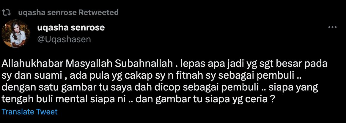 wanita dakwa pernah dibuli oleh uqasha senrose ketika di zaman persekolahan