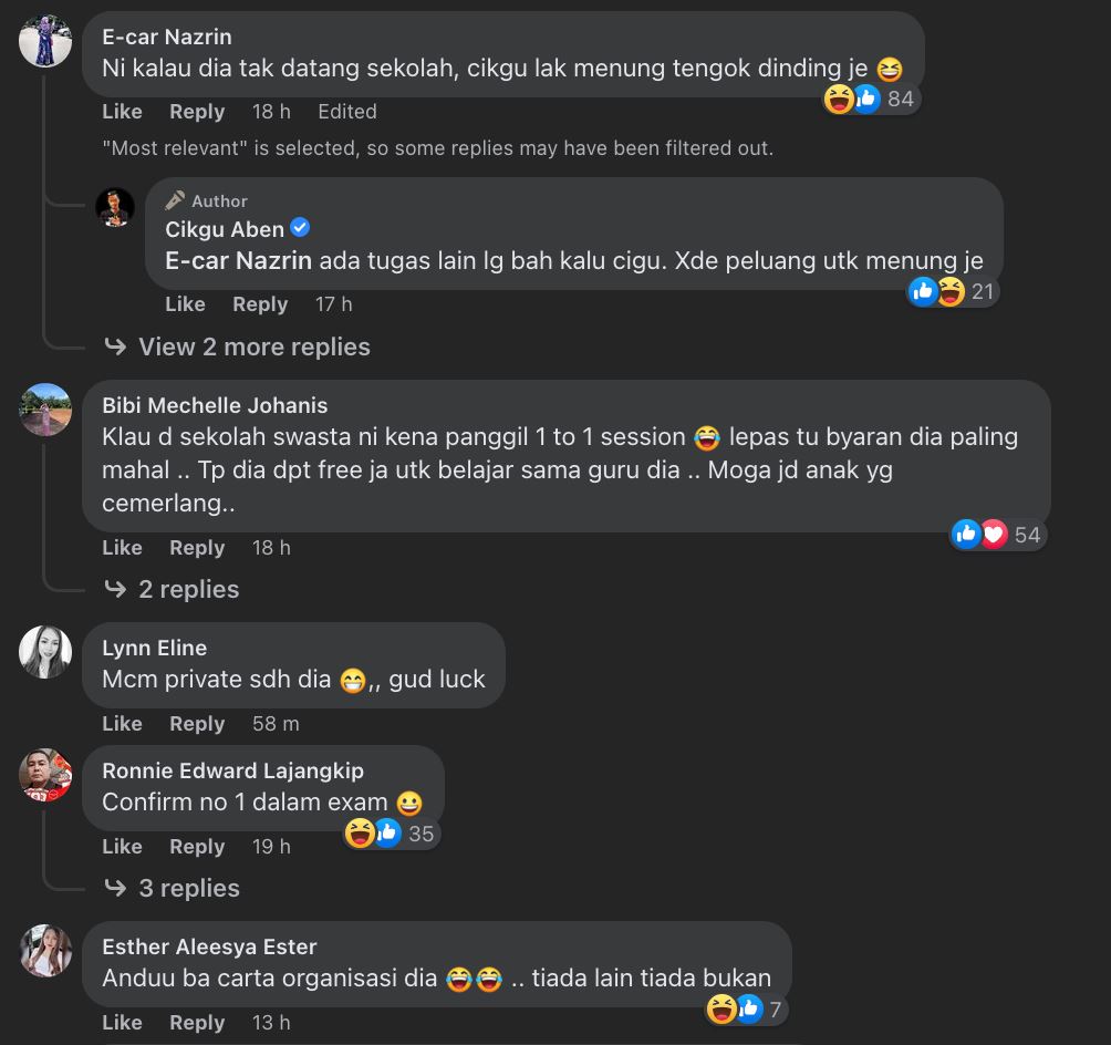 satu-satunya murid dalam kelas, pelajar ini pikul tugas ketua dan penolong sekaligus