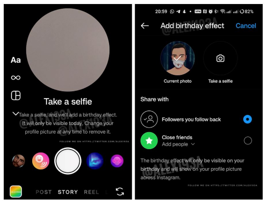 instagram uji efek khas gambar profil sempena hari lahir anda