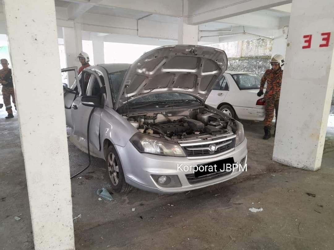 kereta meletup di tempat letak kereta rumah flat dekat bentong, pahang
