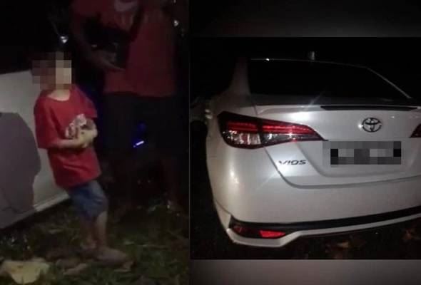 budak lelaki 6 tahun pandu kereta bersama adik terbabas kemalangan