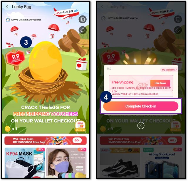 permainan mini lucky egg kumpul baucar