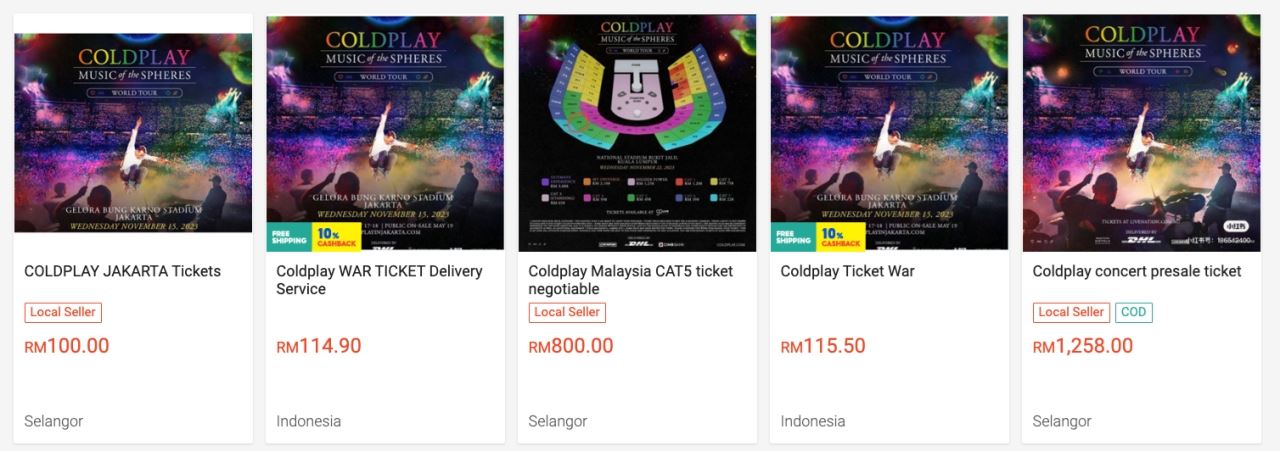 hati-hati, dah ada orang jual semula tiket konsert coldplay pada harga tak masuk akal