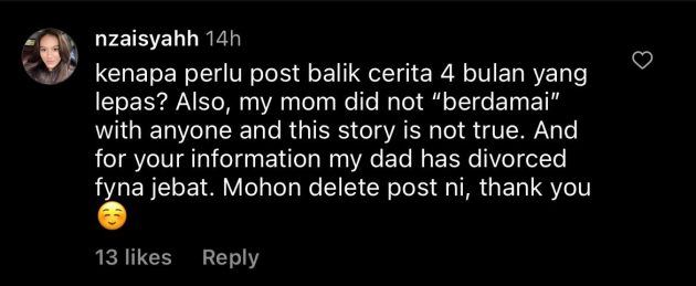 fyna jebat dan zainal abidin dah cerai? komen anak perempuan curi perhatian