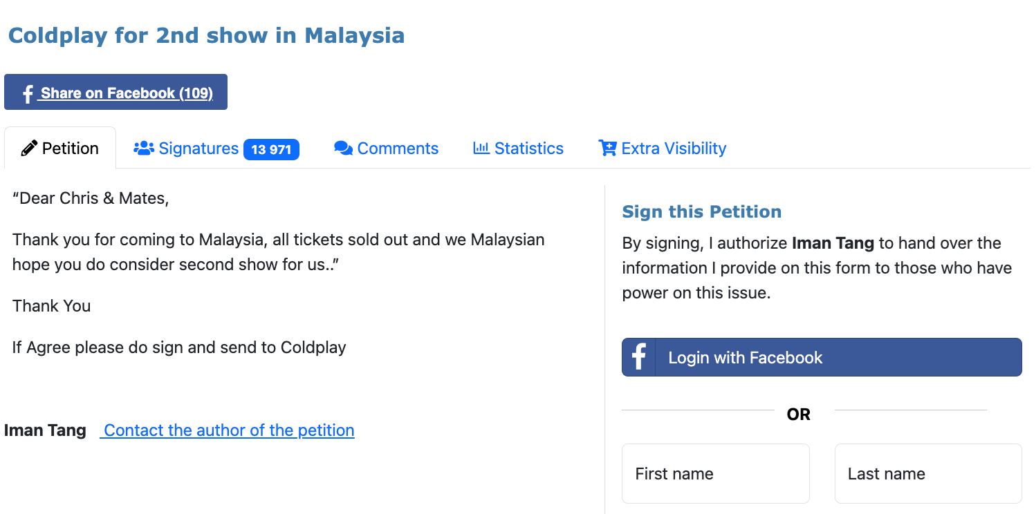 permintaan tinggi, konsert coldplay mungkin tambah satu hari lagi – penganjur