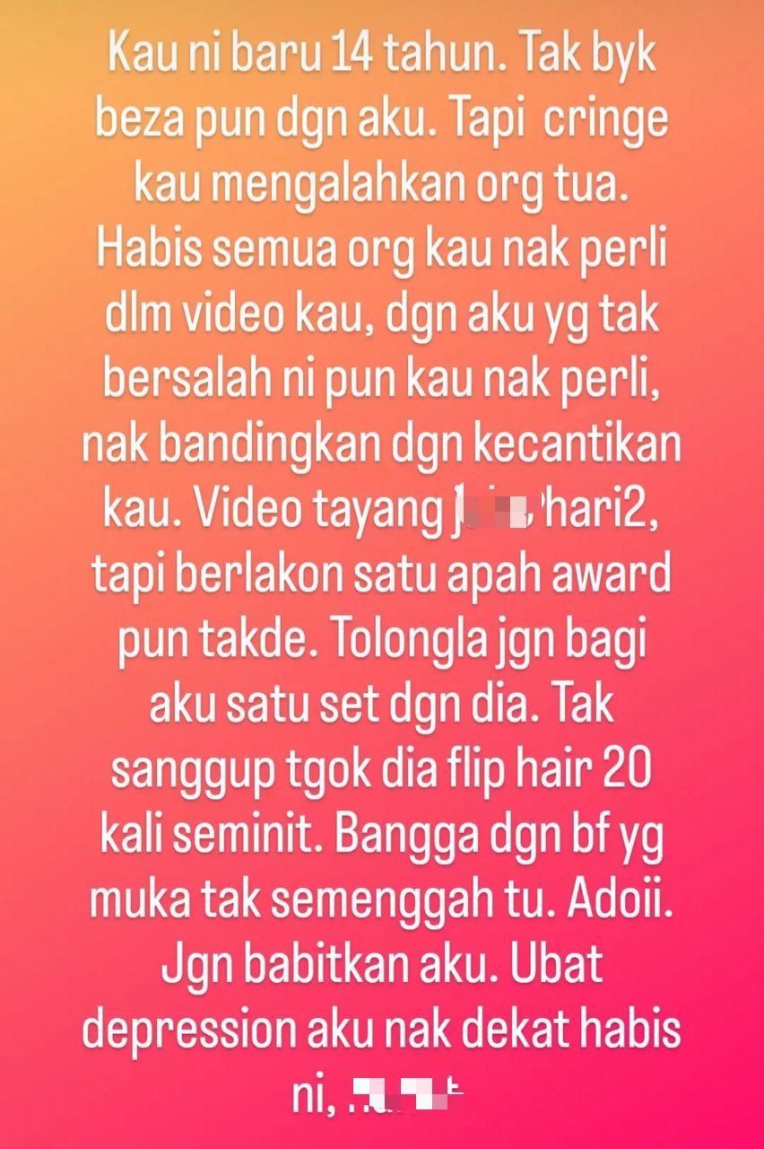 “kau baru 14 tahun tapi cringe mengalahkan orang tua,” balqis tuju pada siapa?