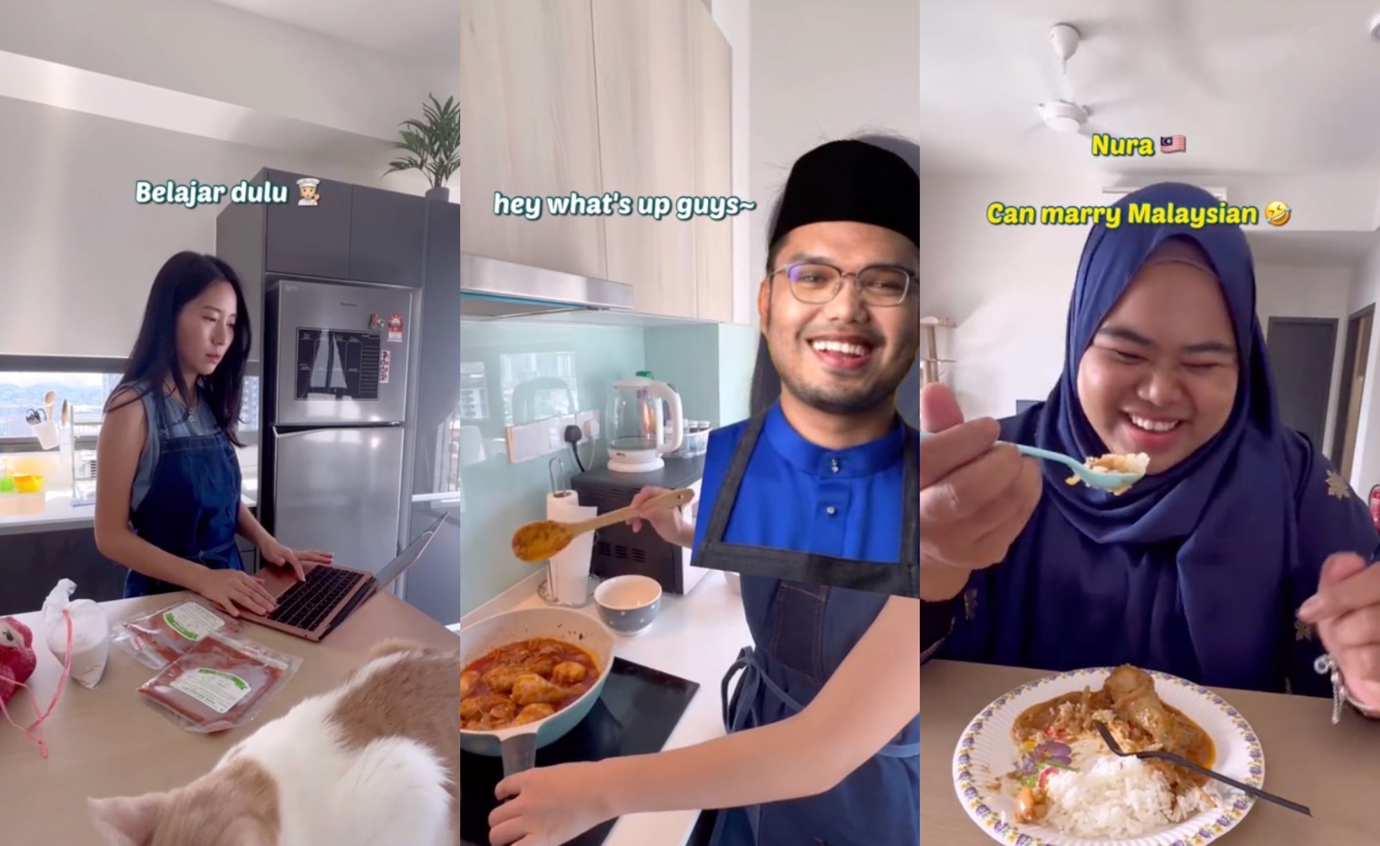 korean woman hosts her first open house, cooks mouthwatering rendang ayam for her friend! 