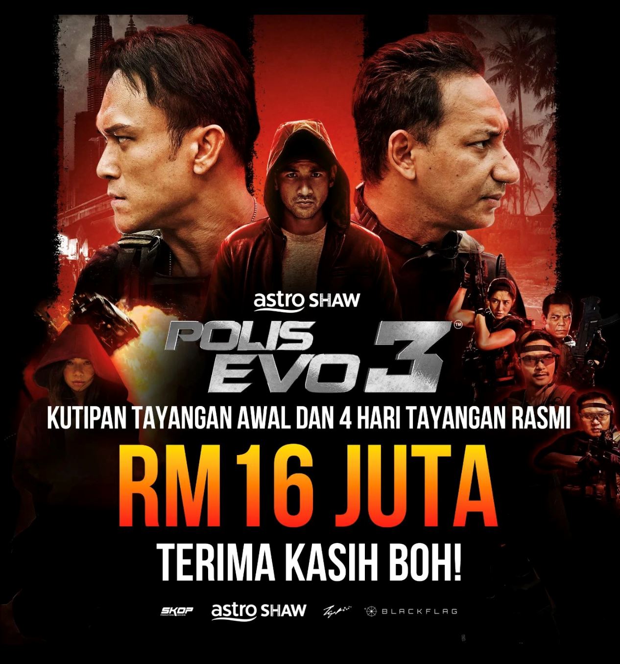 atasi rekod filem mat kilau, polis evo 3 kutip rm16 juta lepas empat hari tayangan