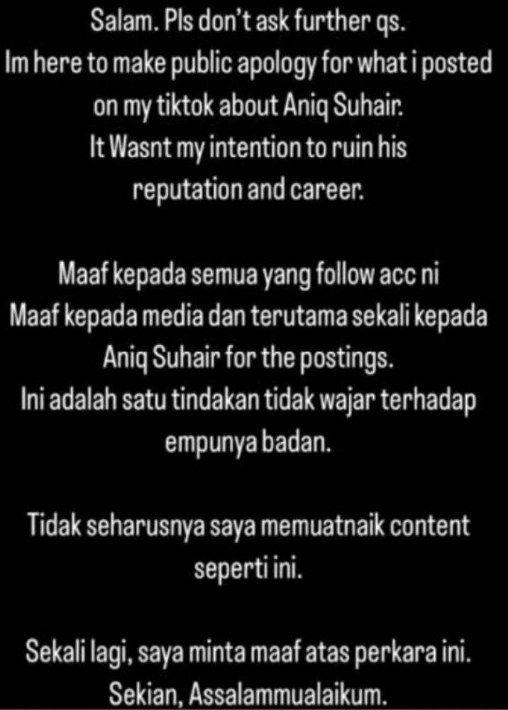 wanita tampil mohon maaf selepas fitnah hamil anak aniq suhair