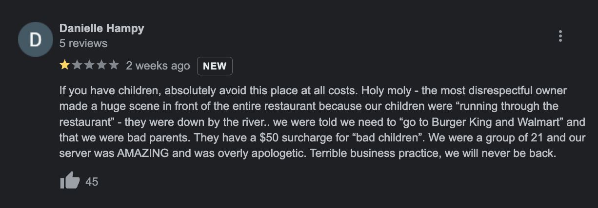 restoran kenakan caj tambahan jika ibu bapa gagal jaga anak nakal dalam kedai