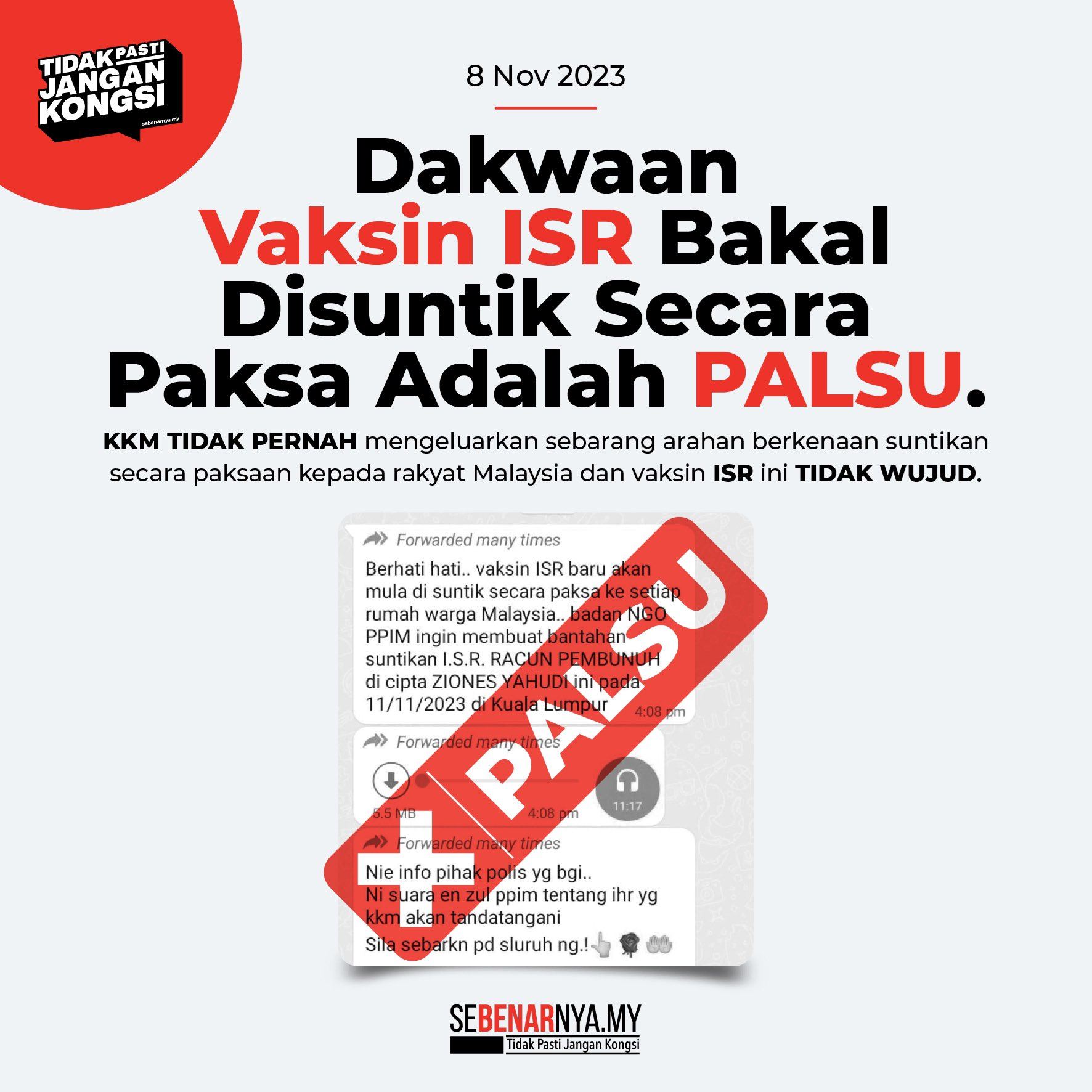 kkm nafi dakwaan konon vaksin isr akan disuntik secara paksa pada 11 nov