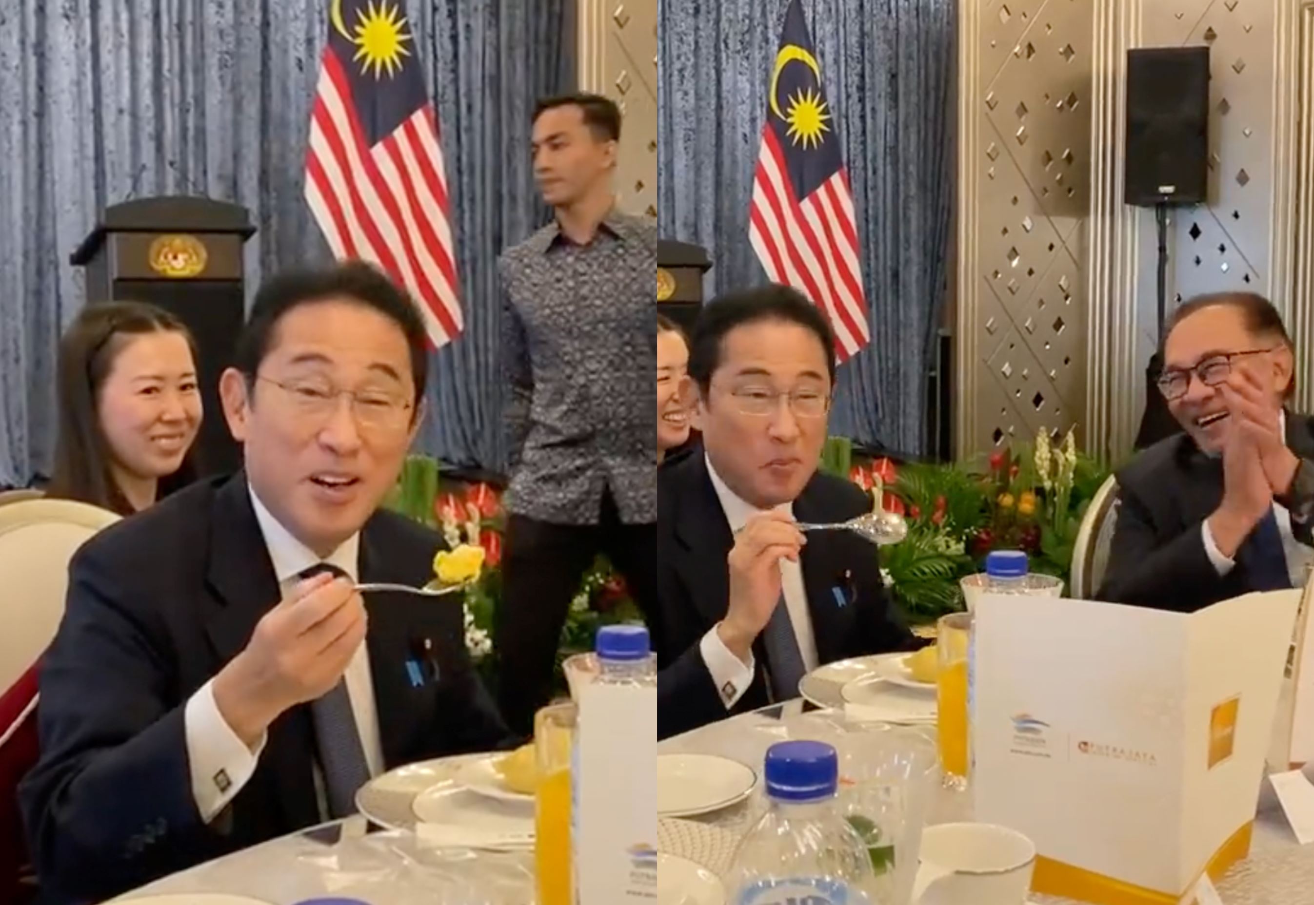 japan's prime minister tastes durian for the first time on official visit to malaysia and absolutely loves it!