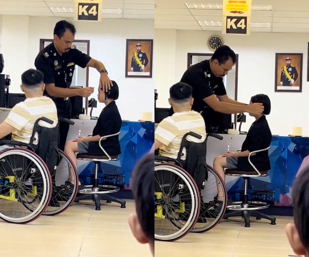 heartwarming gesture by immigration officer helping little girl fix her hair goes viral, netizens touched!
