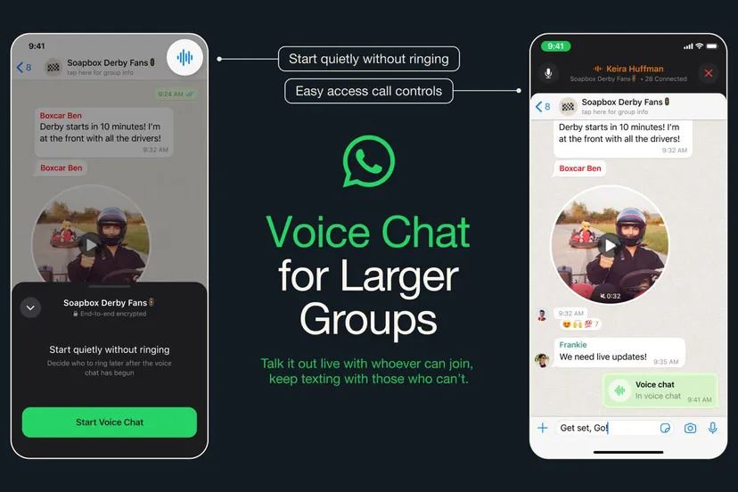 whatsapp推出voice chat！可容纳128成员语音聊天！