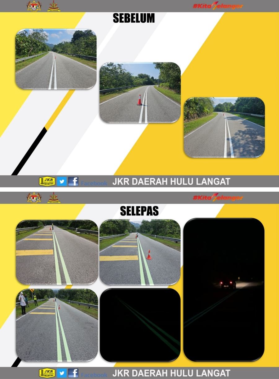 jangan terkejut, jalan ‘glow in the dark’ pertama kini di semenyih, selangor