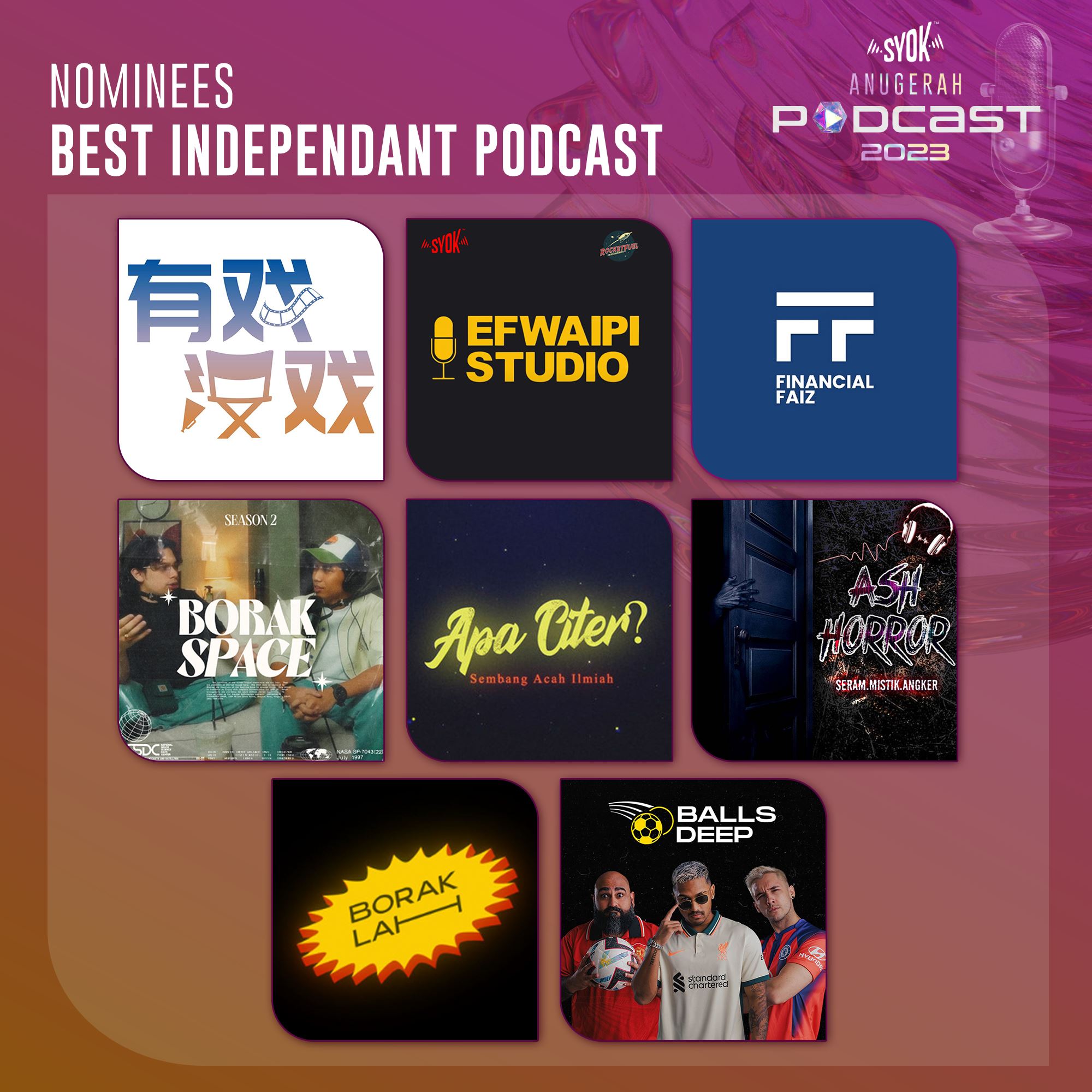 wah! 17 podcast ternama di malaysia tercalon bagi anugerah podcast syok 2023!