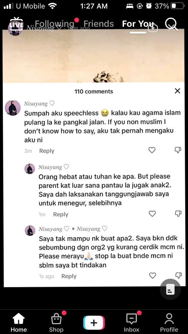 influencer nisa ai tergamam baca komen melampau netizen, “stop la buat benda macam ni,”