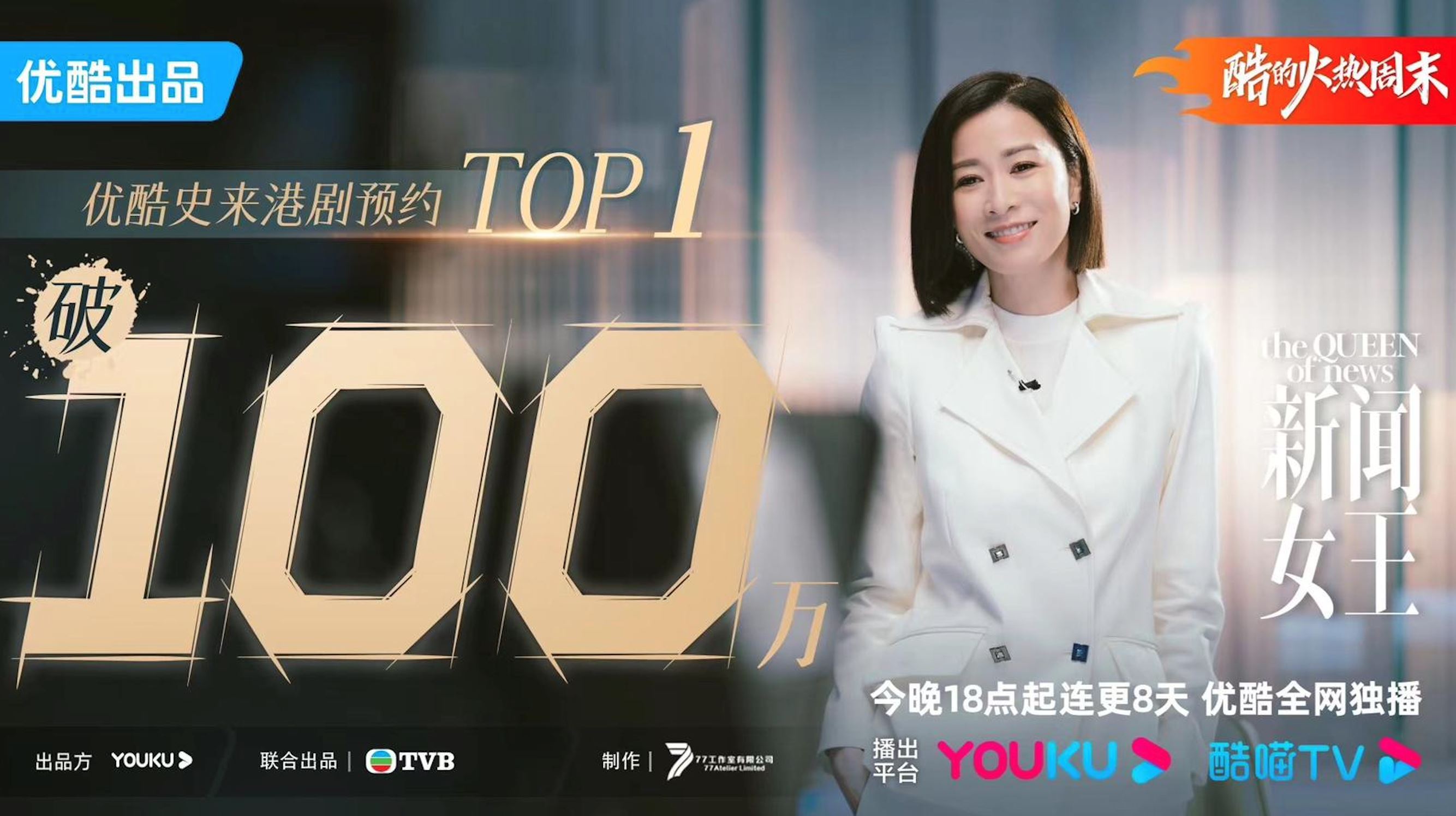 🌟tvb台庆剧《新闻女王》打破历史❗️超过100万预约数量登top 1🔥