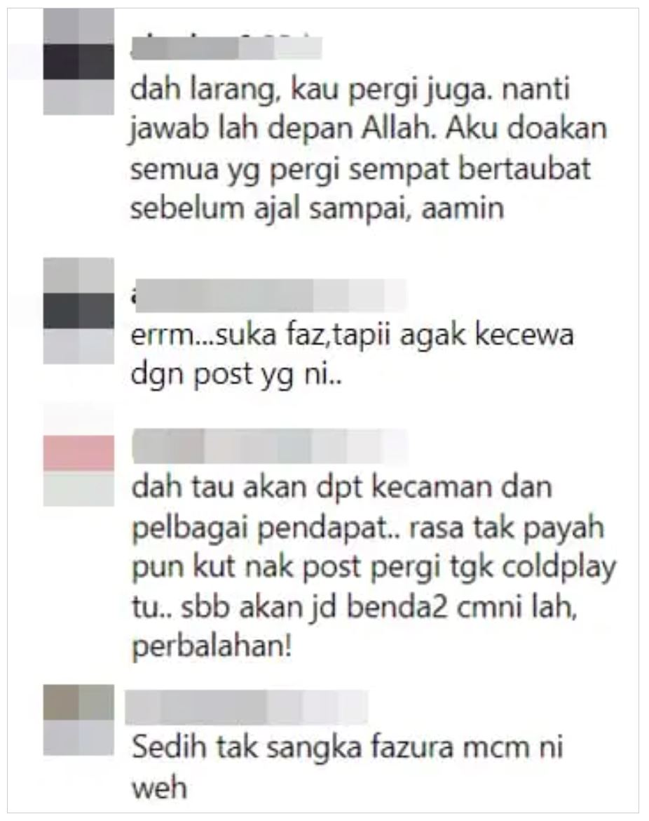 fazura dikecam netizen gara-gara sebak sambil kibar bendera palestin di konsert coldplay