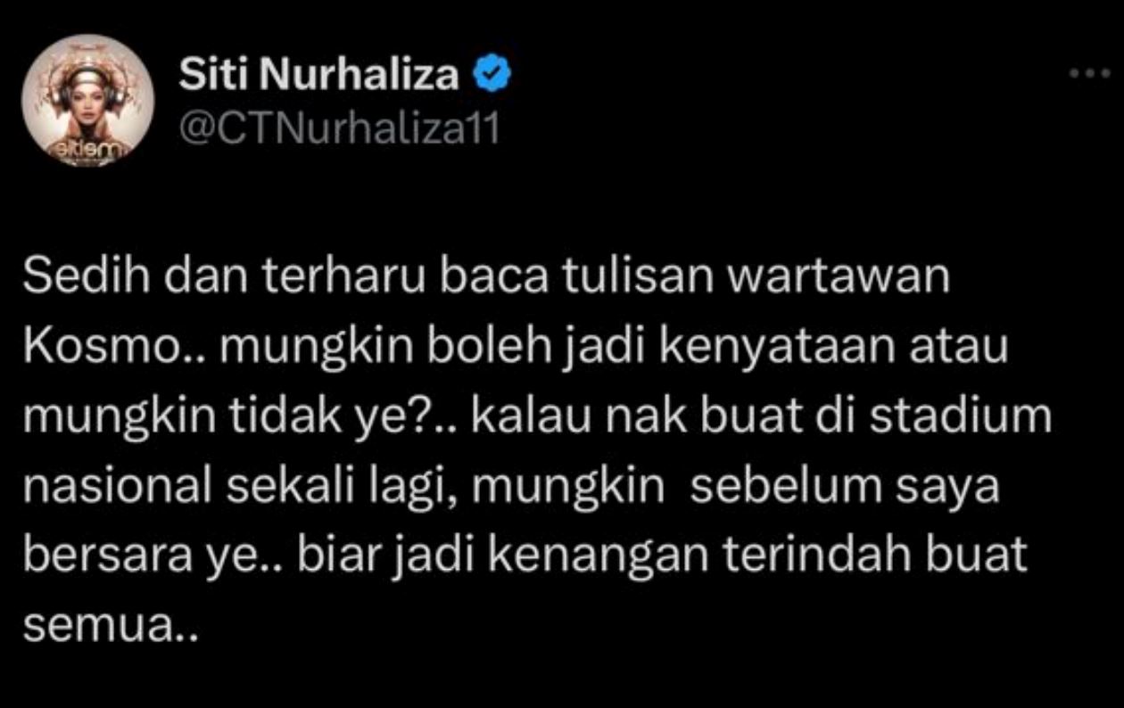 datuk seri siti nurhaliza ingin membuat konsert di stadium nasional bukit jalil sebelum bersara