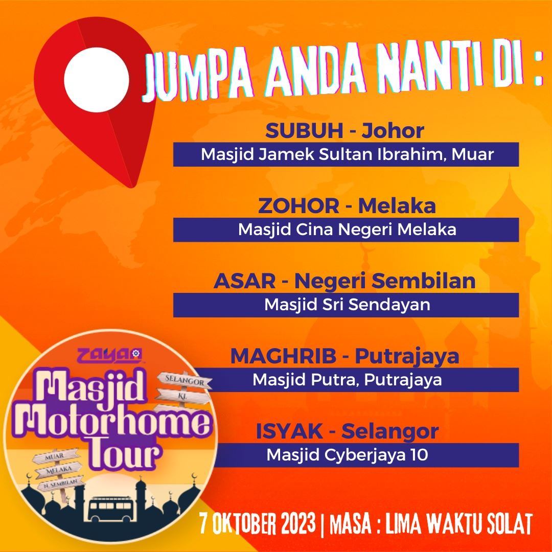 ‘zayan masjid motorhome tour’ bakal temui peminat di lima negeri 7 oktober ini
