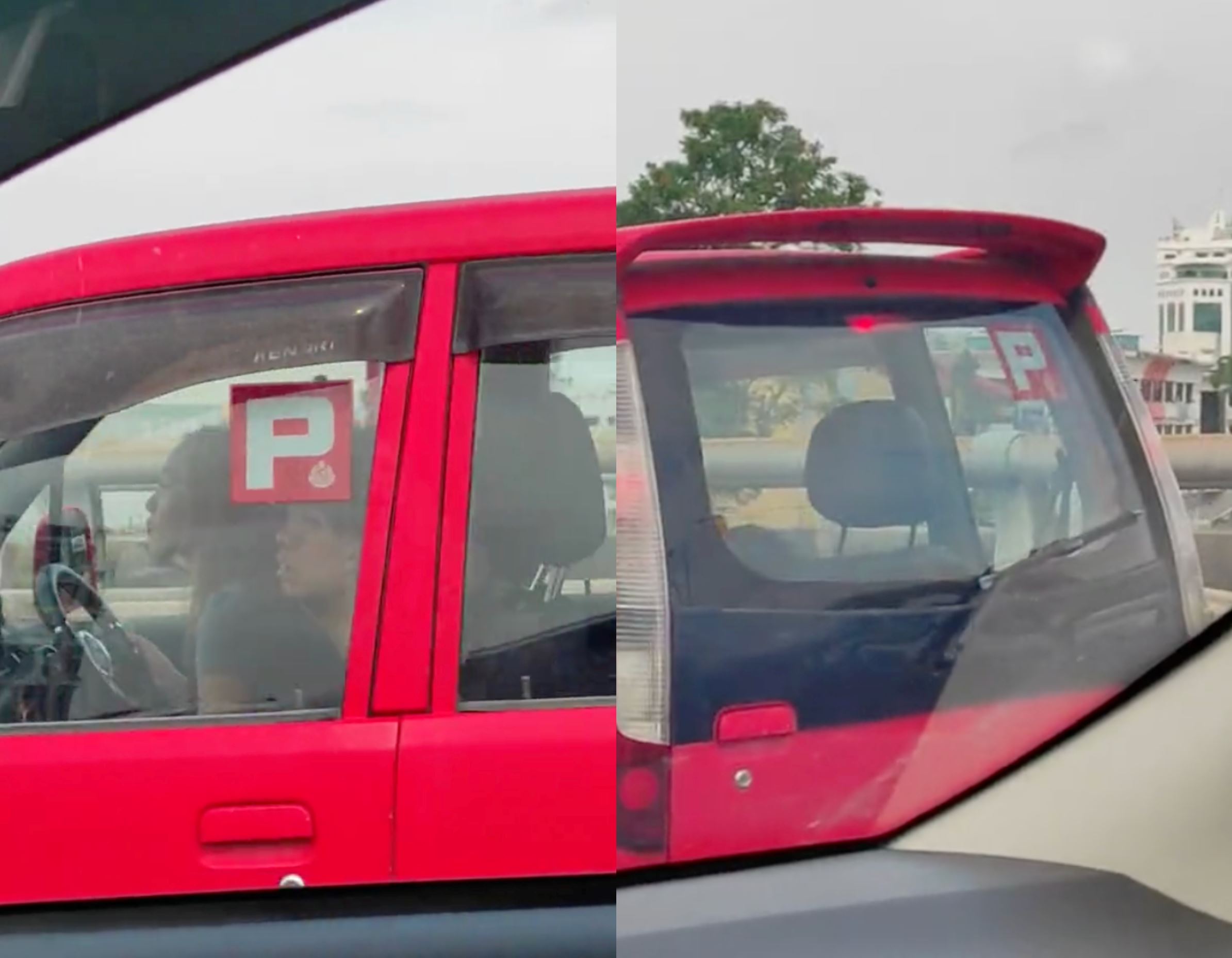 new driver puts “p” stickers on all her windows, malaysians can relate!
