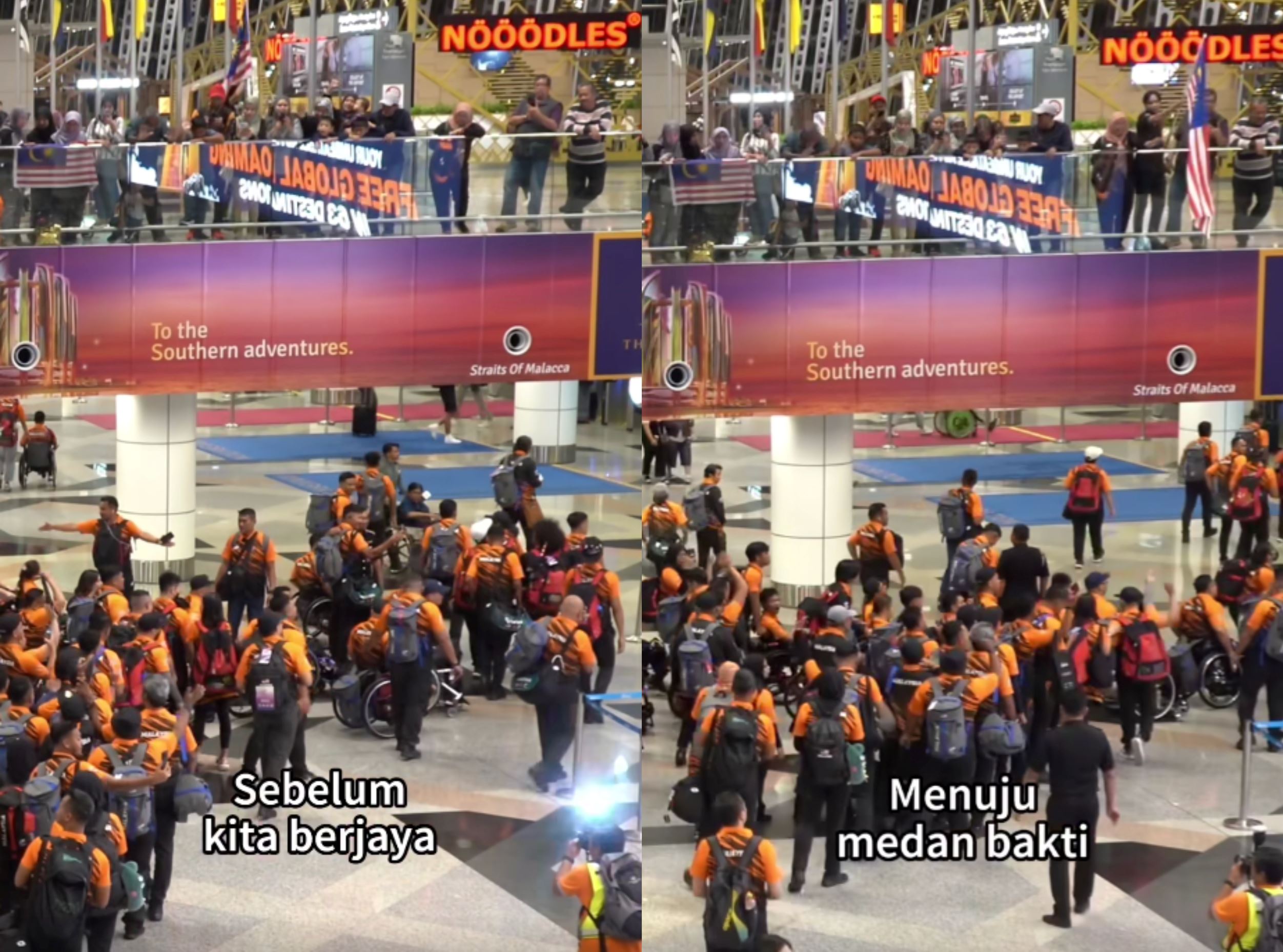 malaysian para-athletes inspire with spontaneous patriotic song at klia departure for para asian games