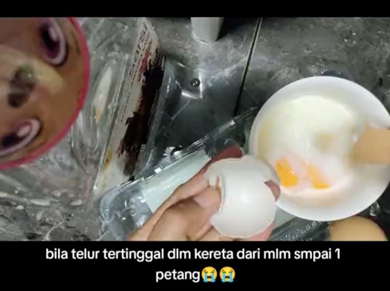 wanita tertinggal telur dalam kereta di melaka, habis jadi telur separuh masak [video]