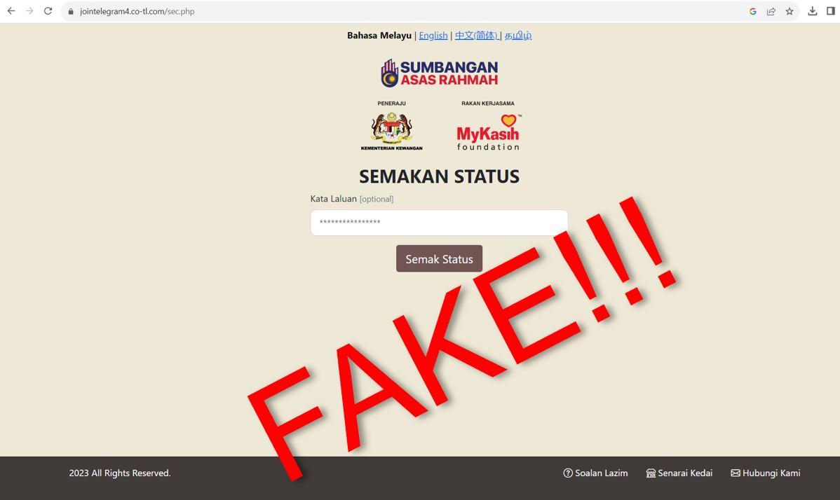 awas link palsu konon berjaya terima bantuan “mykasih sumbangan asas rahmah”