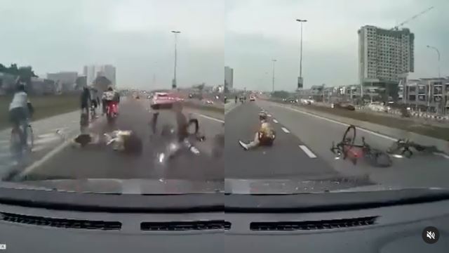 pemandu e-hailing rempuh basikal, leka guna telefon bimbit