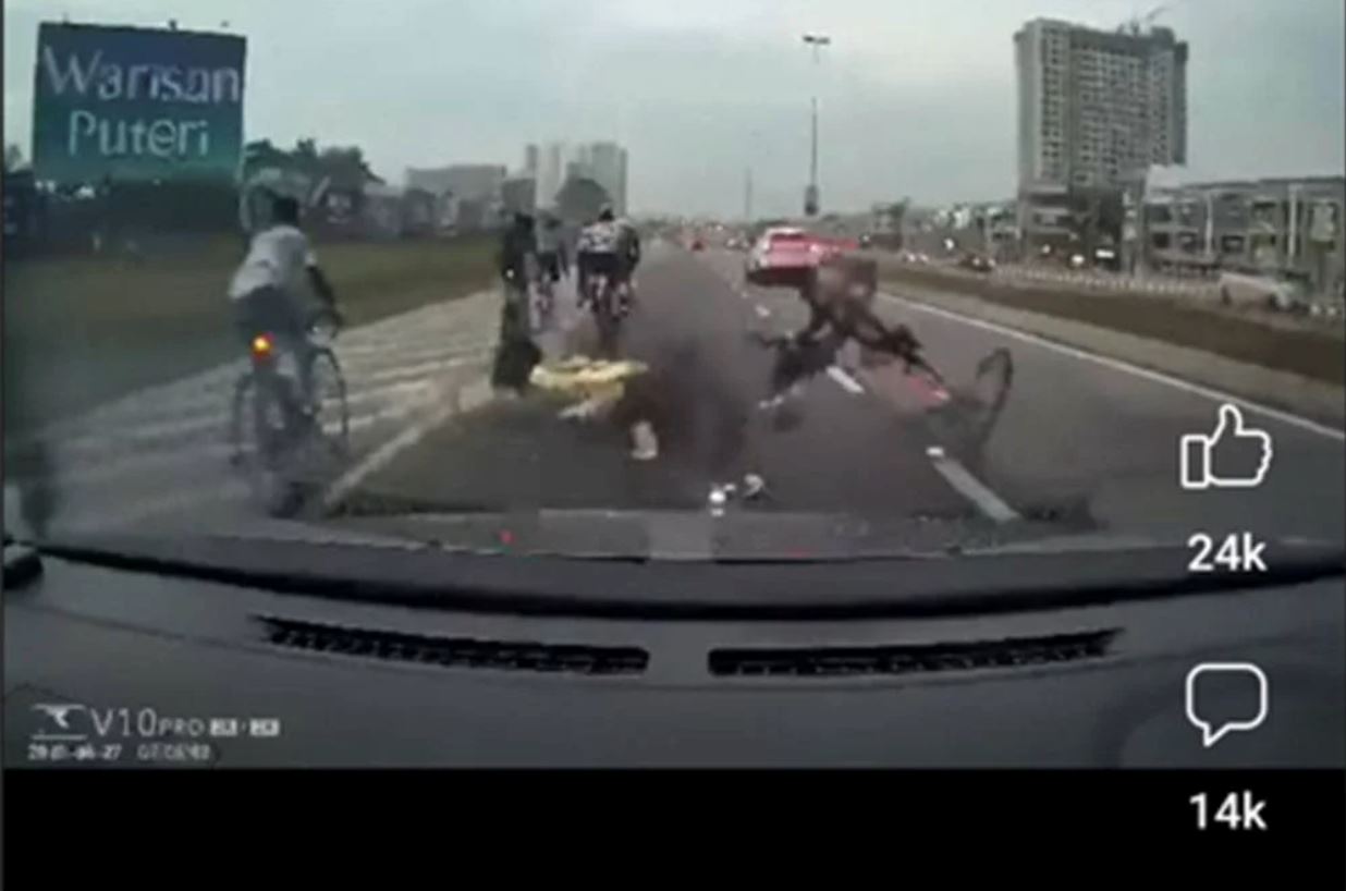 video kereta terlanggar penunggang basikal di jalan dengkil, polis jelaskan punca sebenar