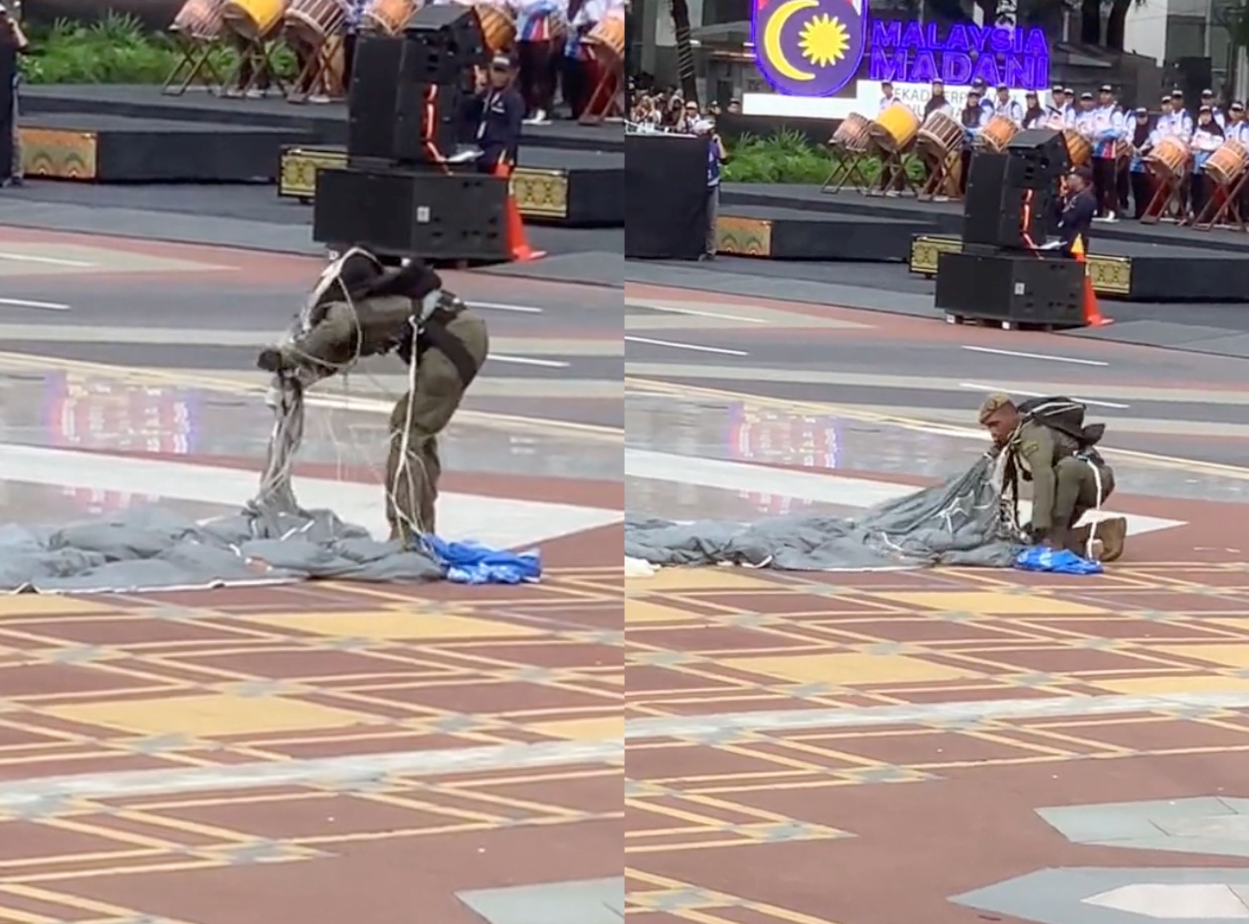 parachute jump mishap, netizens' comments boost spirits for this hero at the national day parade! 