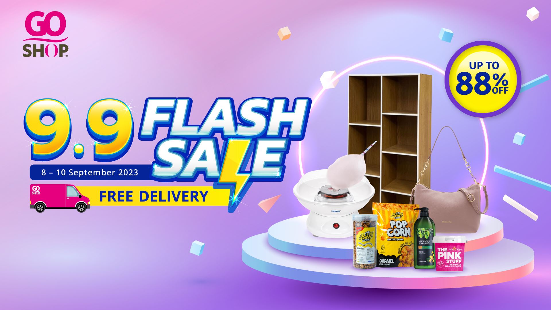 nikmati sehingga 88% diskaun beserta penghantaran percuma dengan  9.9 flash sale go shop