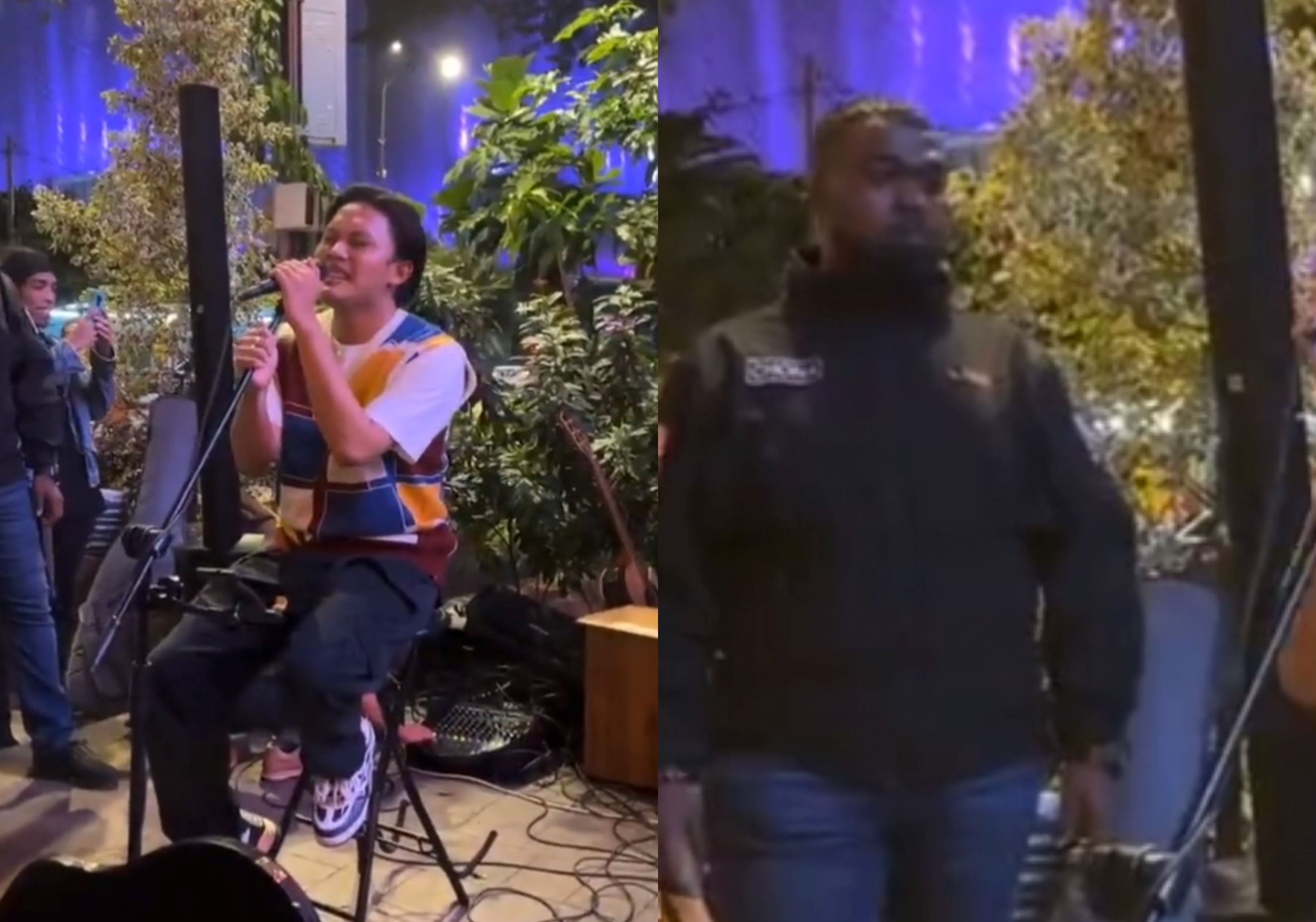 rizky febian's busking at klcc surprises netizens as they spot “kanye west” as his bodyguard