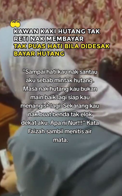 wanita derita rakan hantar santau lepas minta hutang rm2,000