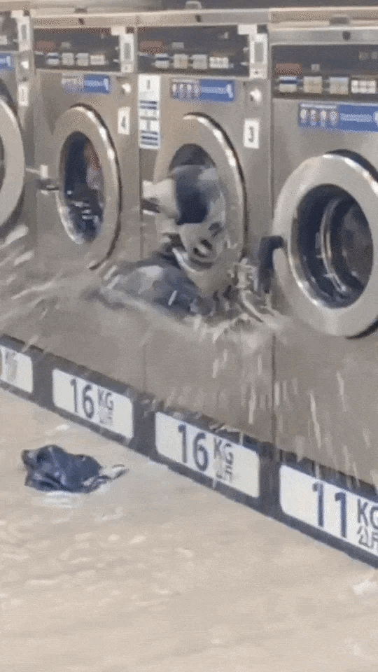 “kaca, sabun berselerak,” pasangan ini selamba letak katil bayi dalam mesin basuh dobi