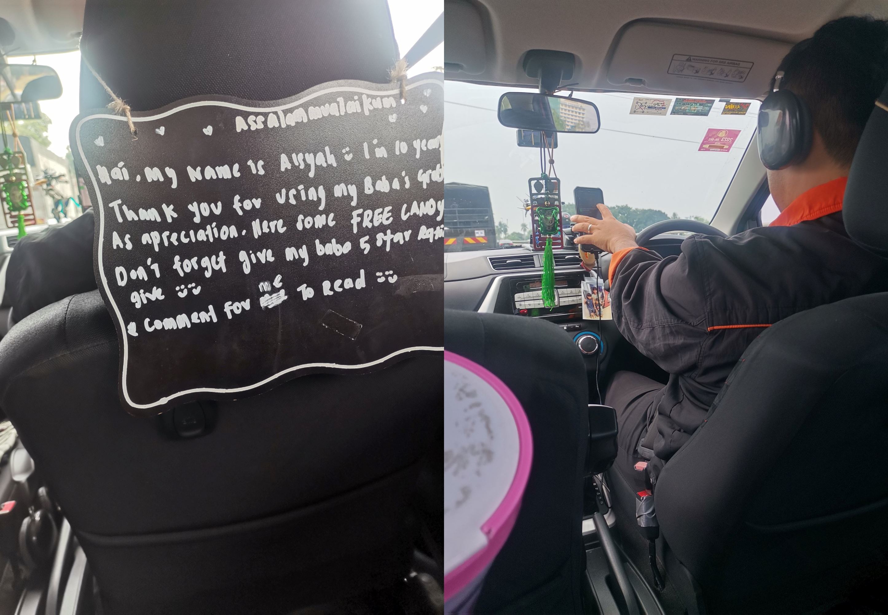 delighted passengers encounter cute signage, only to face trouble with this e-hailing driver