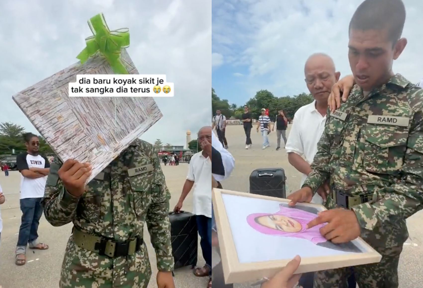 netizens react to m’sian soldier's emotional reaction to portrait of his beloved late mother at graduation