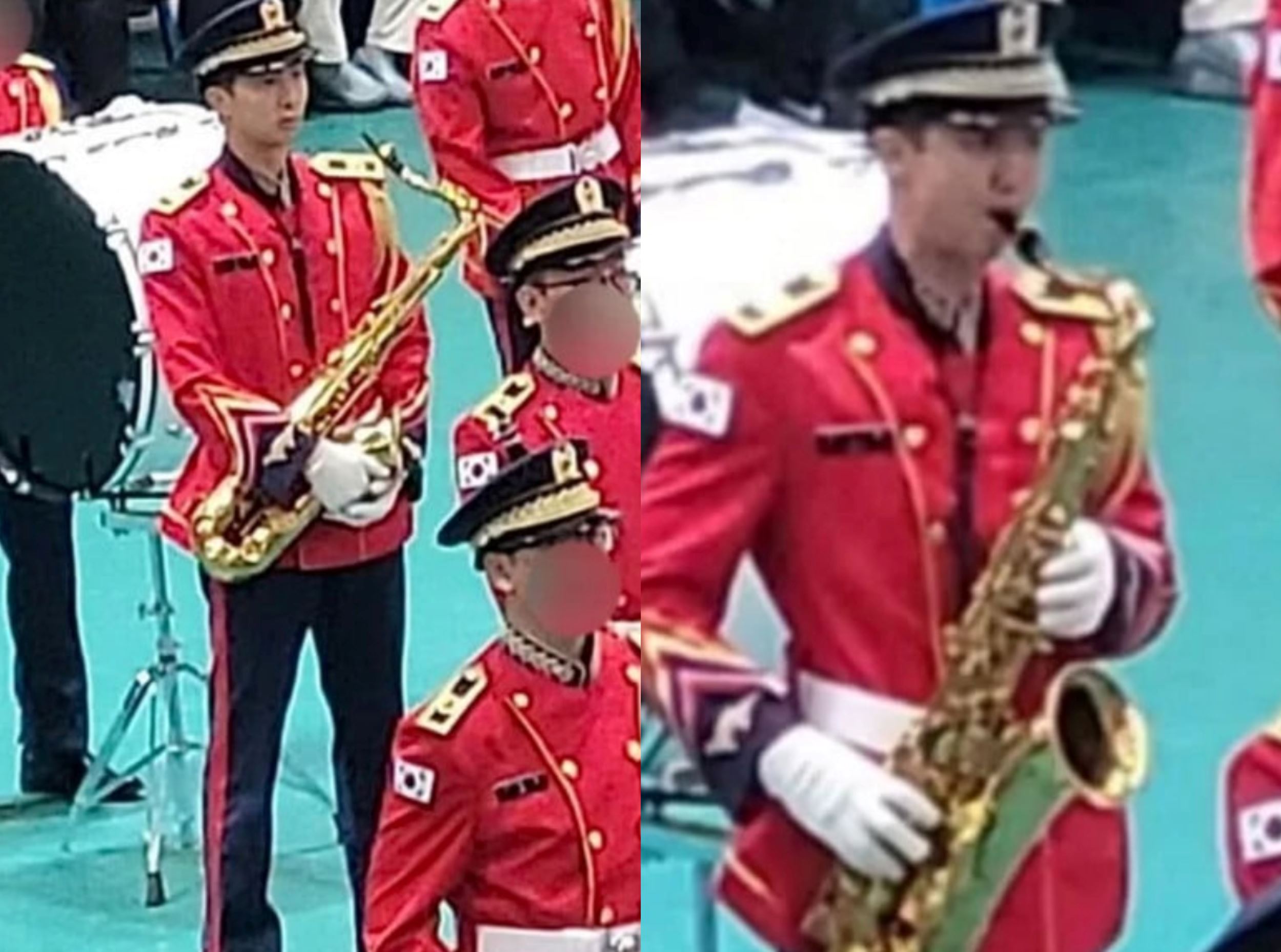 he looks so cool! bts' rm shows saxophone skills in military band performance