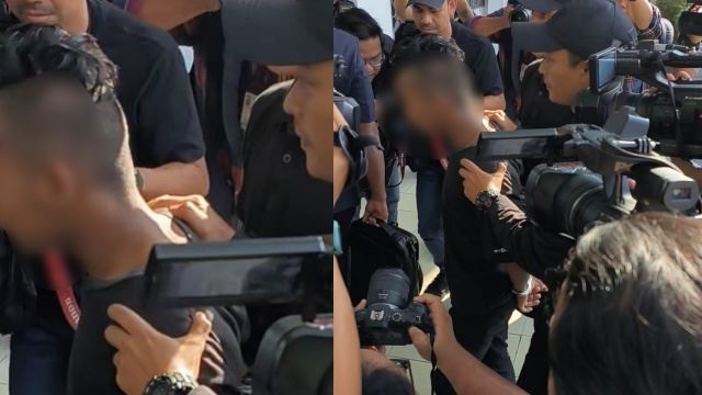 bapa kejam, bertindak sumbat mulut bayi dengan kain