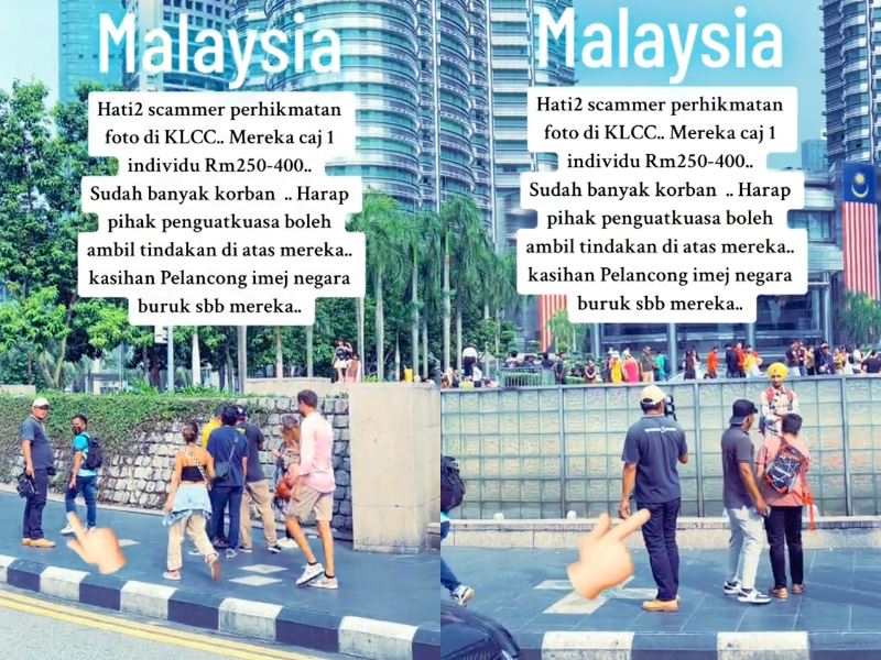 m’sian issues warning about scammers preying on tourists taking photos near klcc
