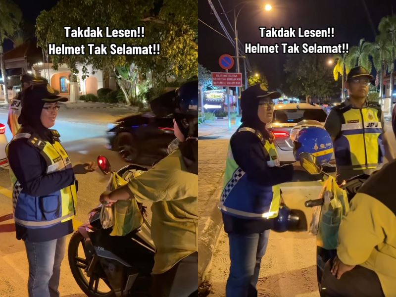 motorcyclist pulled over in kedah gets warning and helmet instead of fine