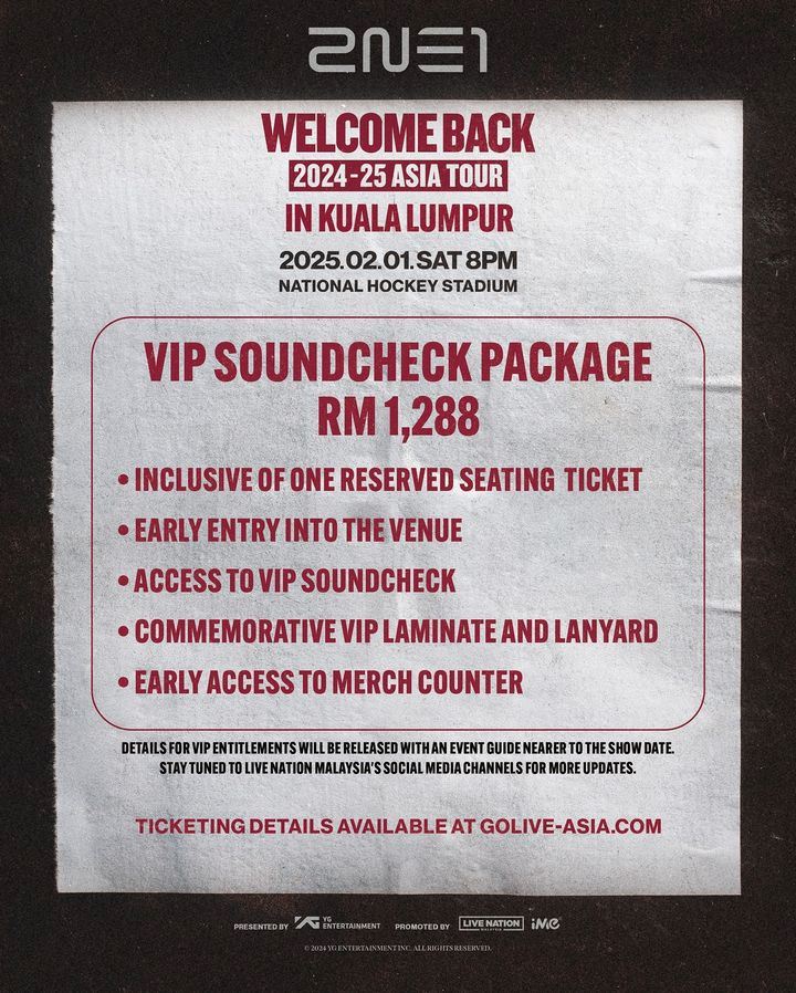 🇰🇷2ne1将于2月1日来马开唱❗门票从rm398起🎫