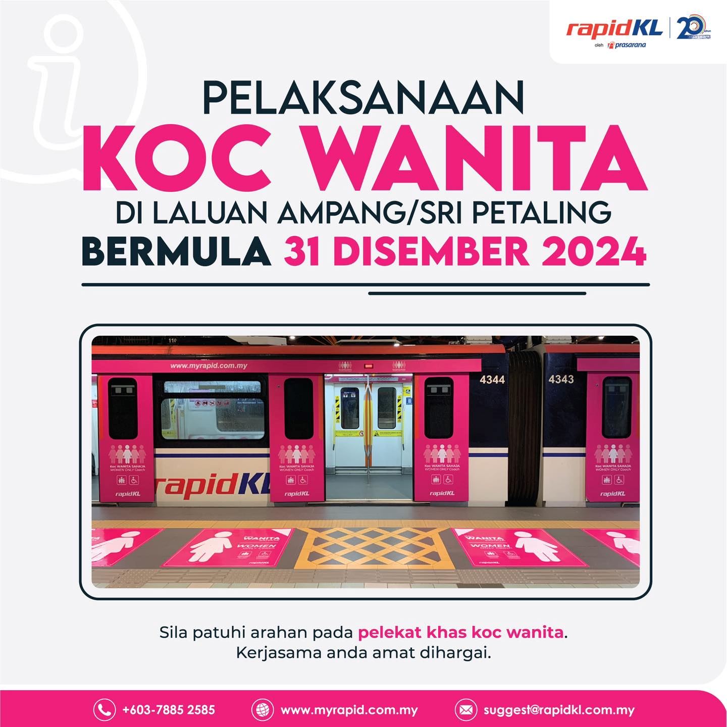 rapidkl introduces women-only coaches on lrt ampang/sri petaling line