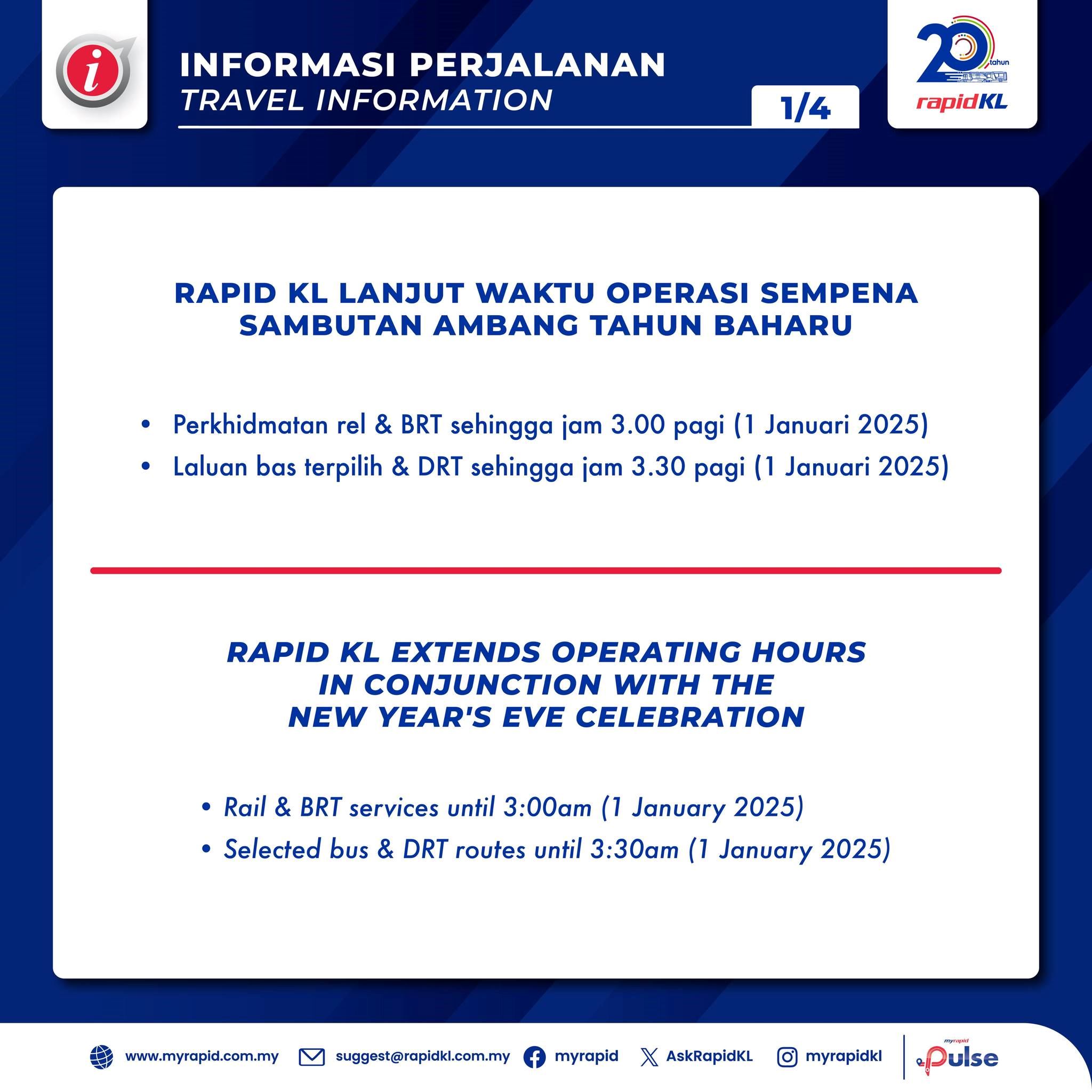 rapid kl extends operating hours for new year’s eve celebrations