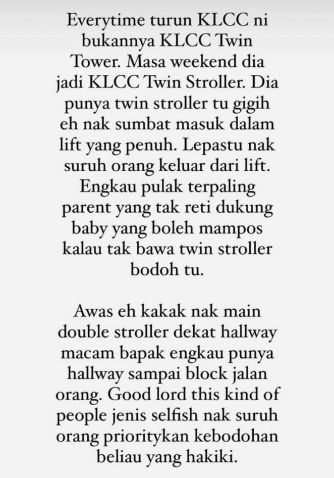 “carry your baby!” netizens criticise m’sian man for disapproving of parents bringing strollers into lift